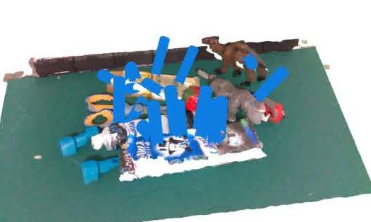 Predicted suction points and approach directions on a cluttered tabletop